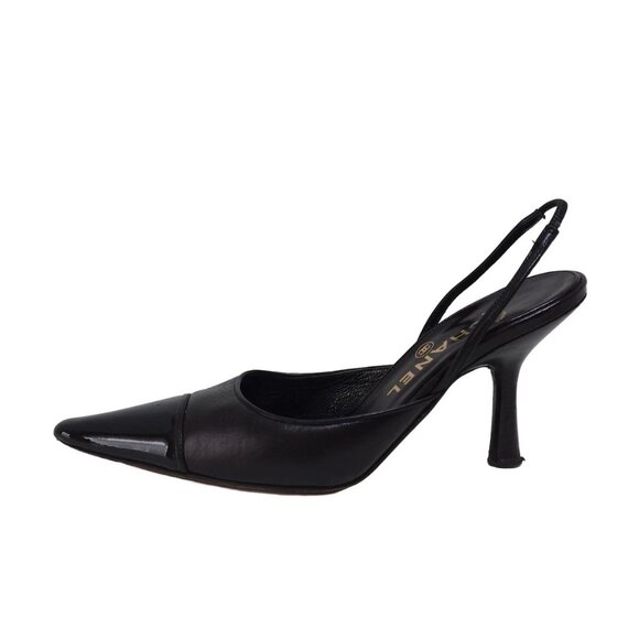 CHANEL - Black Leather Patent Leather Women's Sandals 219-072225 - Picture 1 of 6